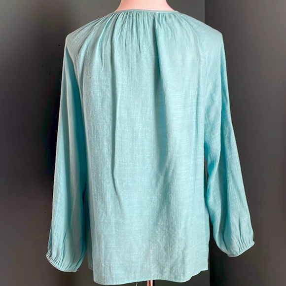 Cooper & Ella Blue Ruffled Tie Front Blouse - Picture 5 of 5